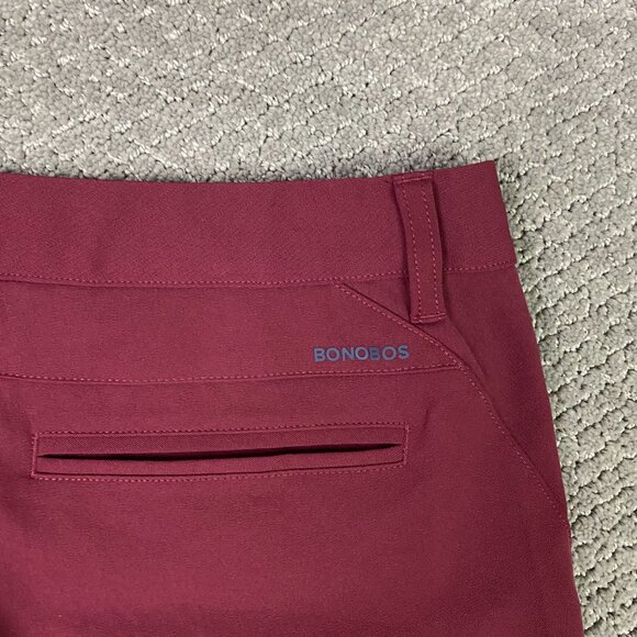 NWOT Bonobos Highland Tour Golf Pants Mens 35 x 32 Fit 36 x 31 Straight Burgundy - Picture 6 of 16